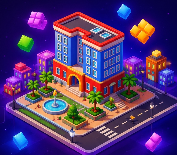 Colorful 3D city game world